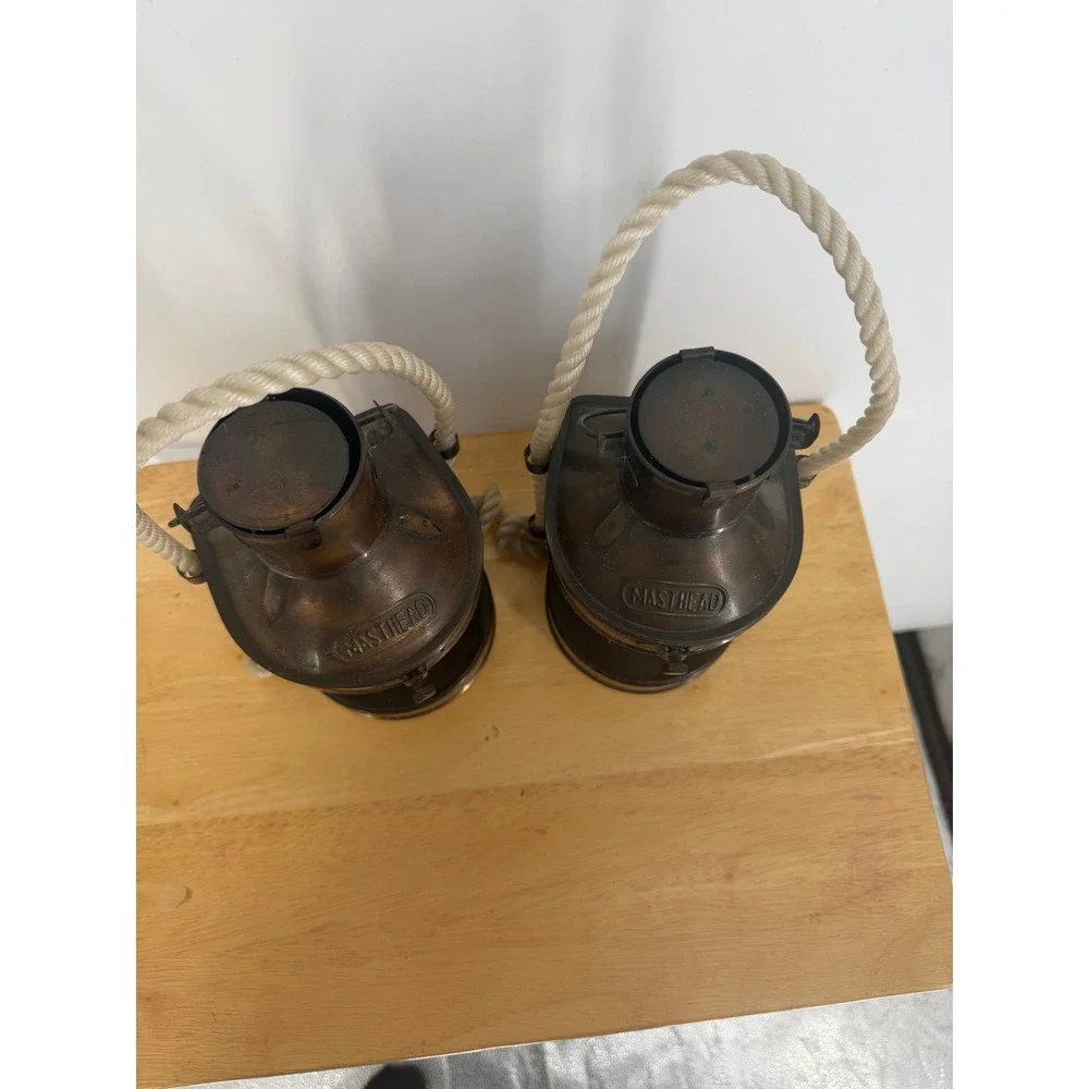 Masthead Lantern Set Copper Red Green‎ Nautical Maritime Ship Boat Decor Pirate